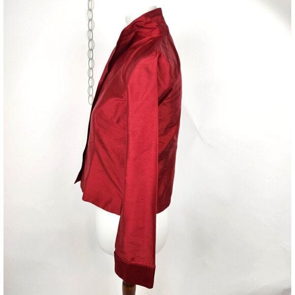 Talbots Petites Pure Silk Red Long Sleeve Button Down Shirt Top Womens 4P - Picture 3 of 6